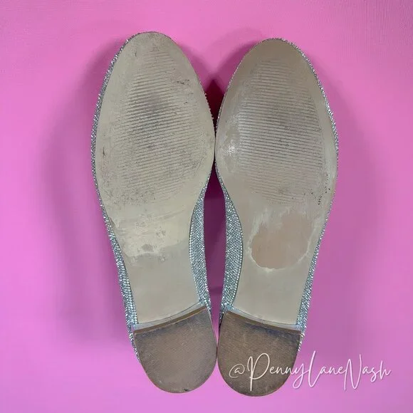 Steve Madden Smile Rhinestone Loafer Flats Silver Size 8M - Picture 11 of 16